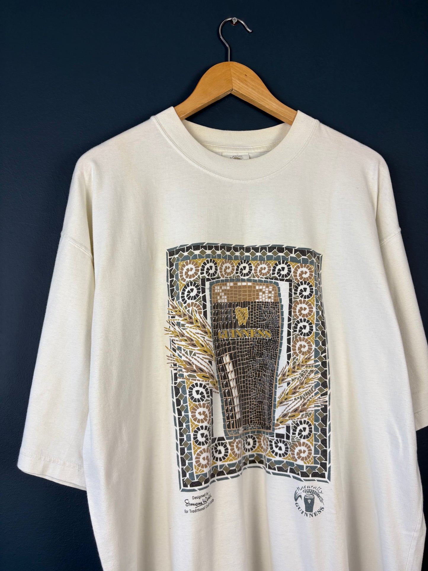 Vintage Guinness 90s Mosaic Cream Tee (L)