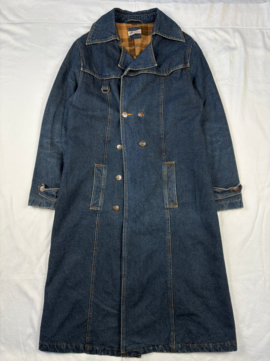 Vintage Italian Make La Fiaca Long Denim Overcoat (women's L)