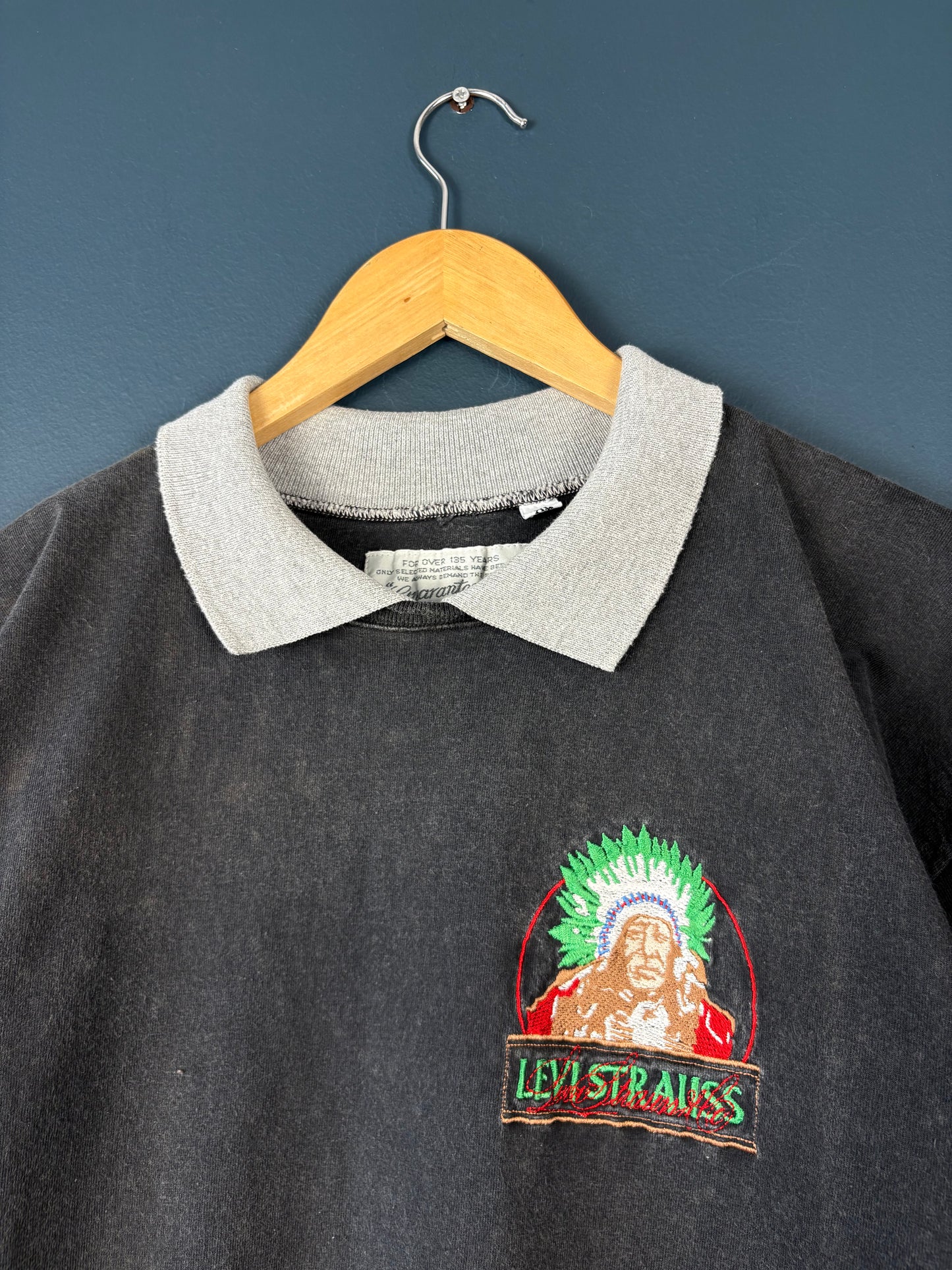Vintage Levi's 80s Native American Black Collared Top (XL)