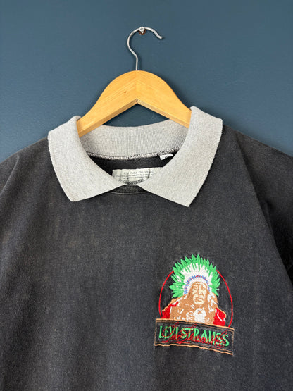 Vintage Levi's 80s Native American Black Collared Top (XL)