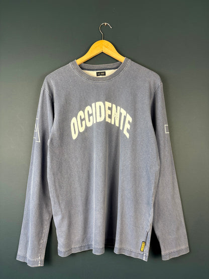 Vintage Armani Jeans Marble Blue Longsleeve Top (XL)