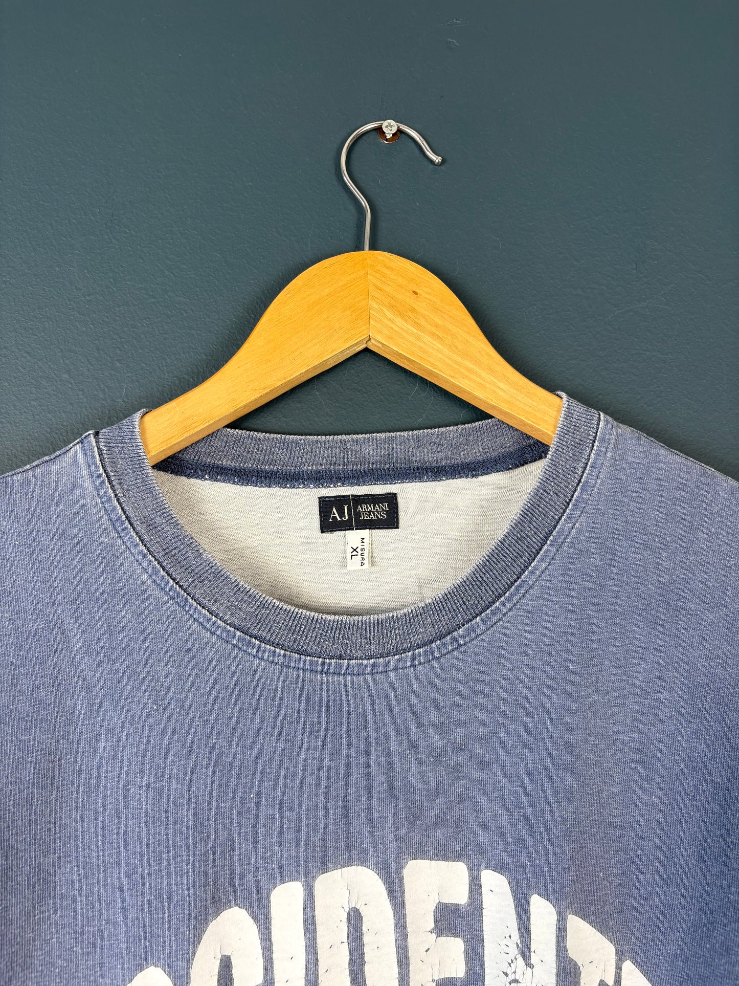 Vintage Armani Jeans Marble Blue Longsleeve Top (XL)