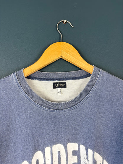 Vintage Armani Jeans Marble Blue Longsleeve Top (XL)
