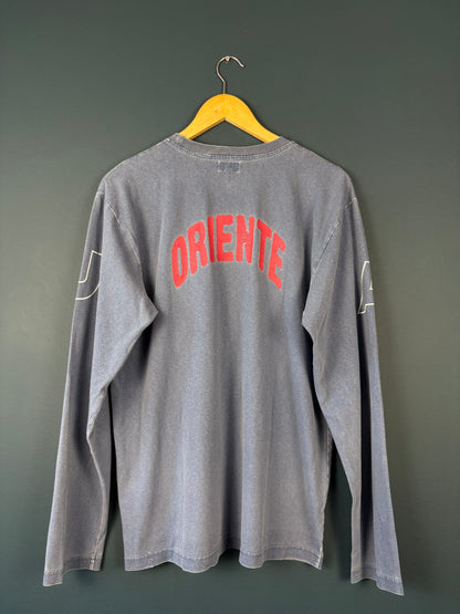 Vintage Armani Jeans Marble Blue Longsleeve Top (XL)