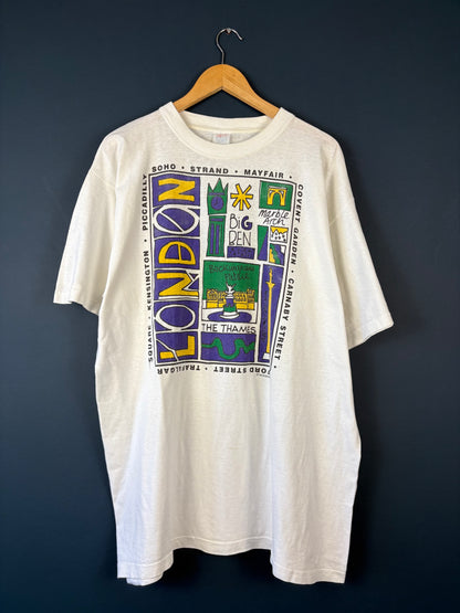 Vintage London Graphic 90s White Tee (XL)