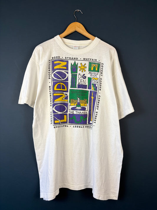 Vintage London Graphic 90s White Tee (XL)