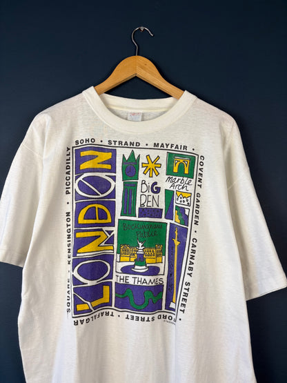 Vintage London Graphic 90s White Tee (XL)