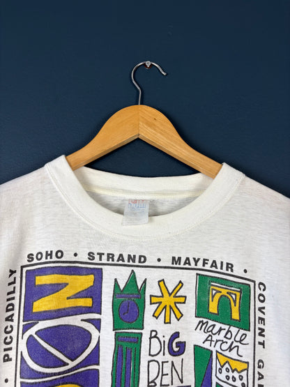 Vintage London Graphic 90s White Tee (XL)