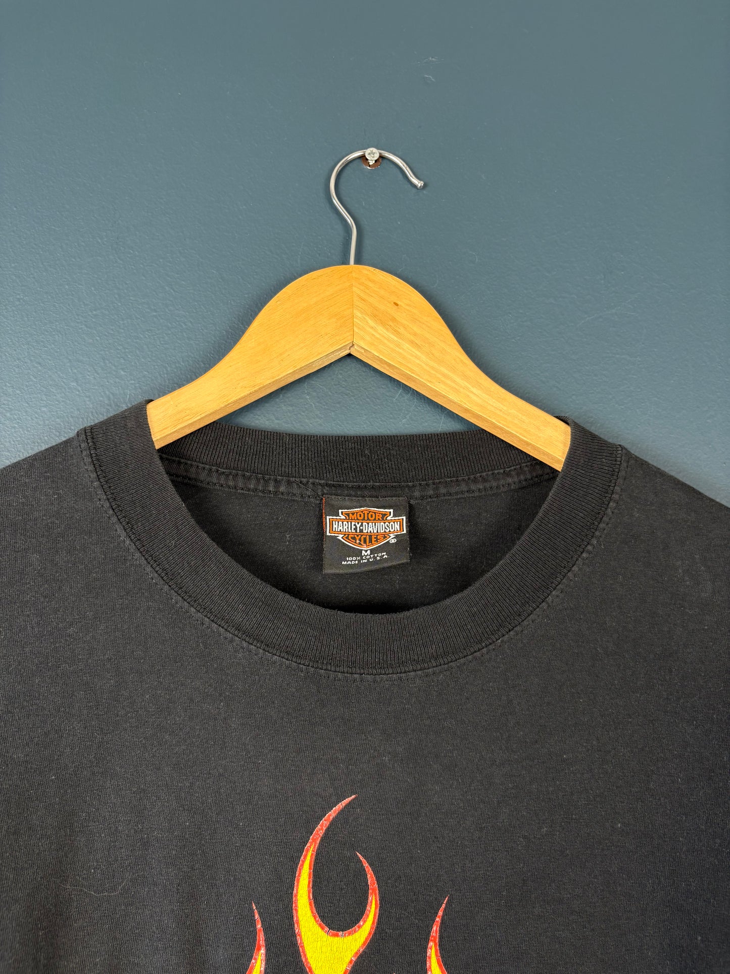 Vintage Harley Davidson Flames Longsleeve Black Tee (M)