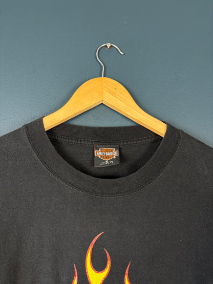 Vintage Harley Davidson Flames Longsleeve Black Tee (M)