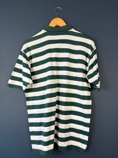 Vintage Paul & Shark Dark Green + White Stripe Polo (XL)