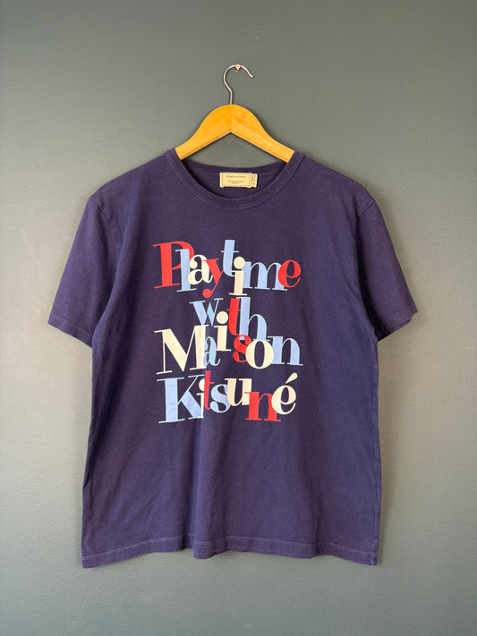 Maison Kitsune Playtime Navy Tee (M)