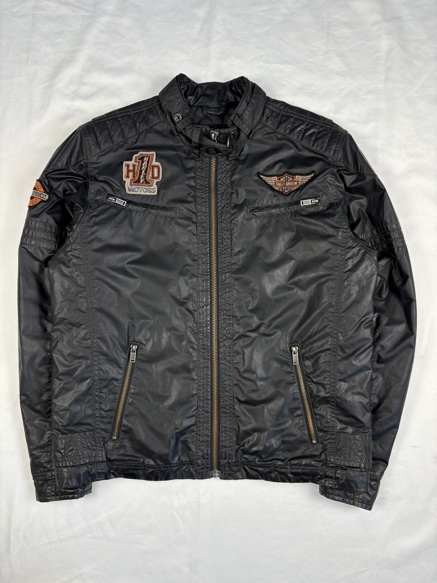 Vintage Harley Davidson Black Biker Jacket (L)