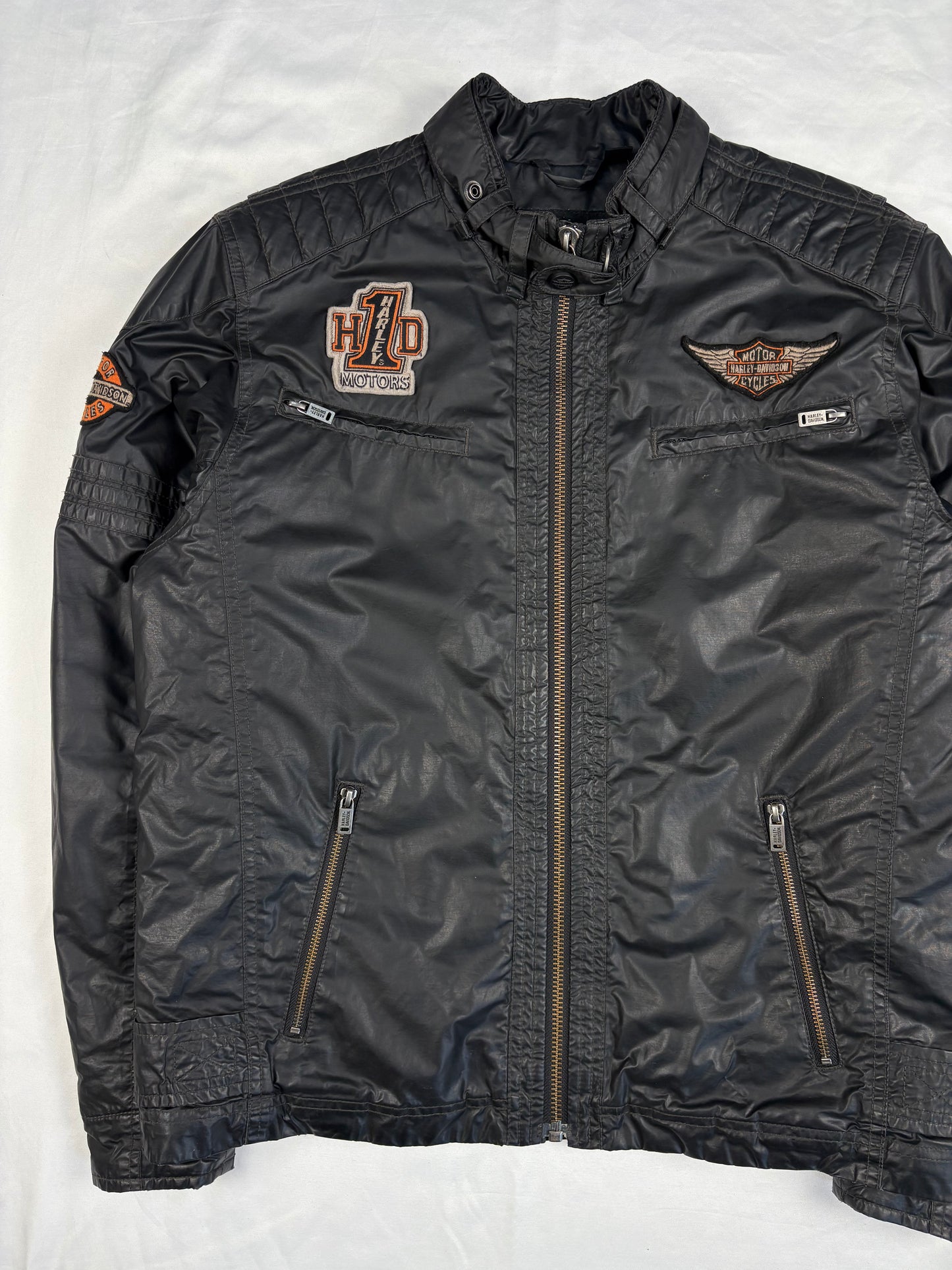Vintage Harley Davidson Black Biker Jacket (L)