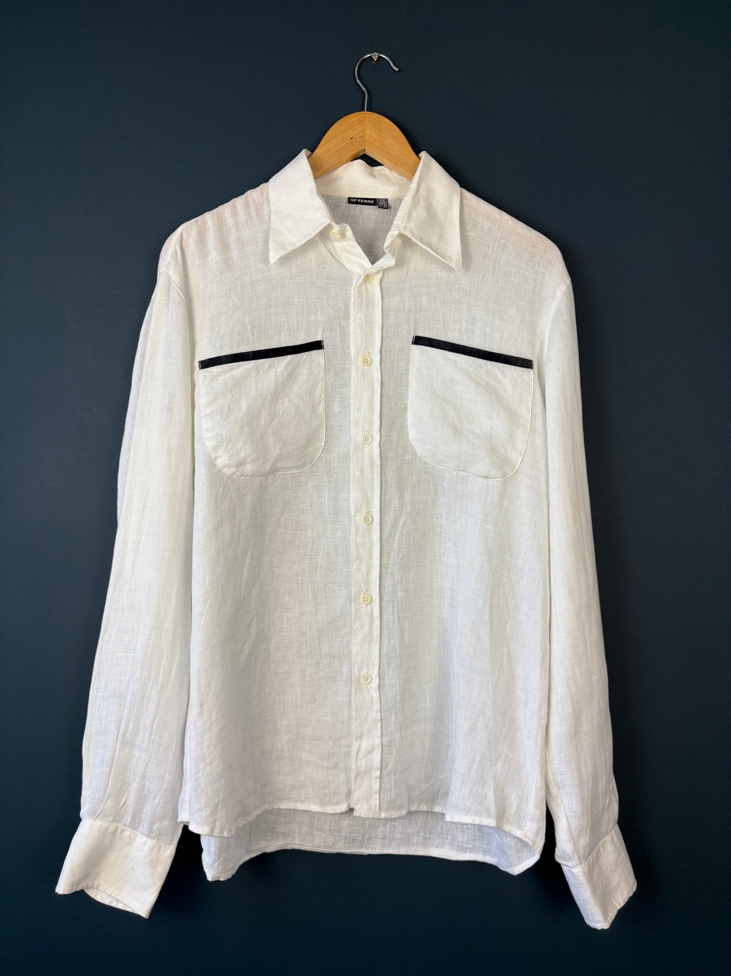 Vintage GF Ferre Italian White Linen Shirt (L)