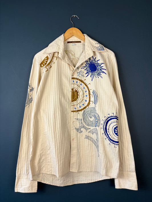 Vintage Roberto Cavalli Artisan Beige Embroidered Shirt (wmns M)
