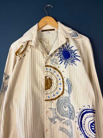 Vintage Roberto Cavalli Artisan Beige Embroidered Shirt (wmns M)