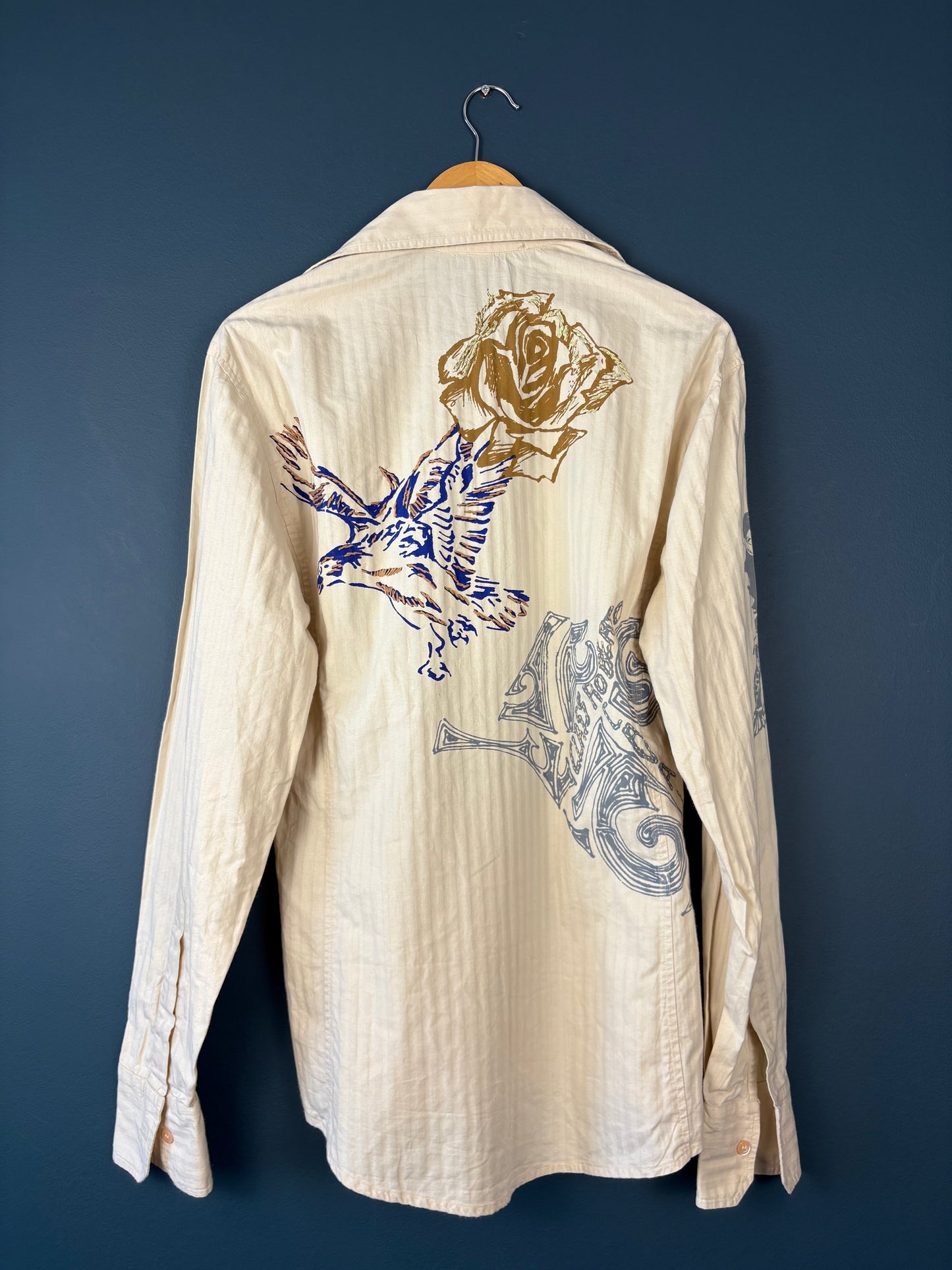 Vintage Roberto Cavalli Artisan Beige Embroidered Shirt (wmns M)