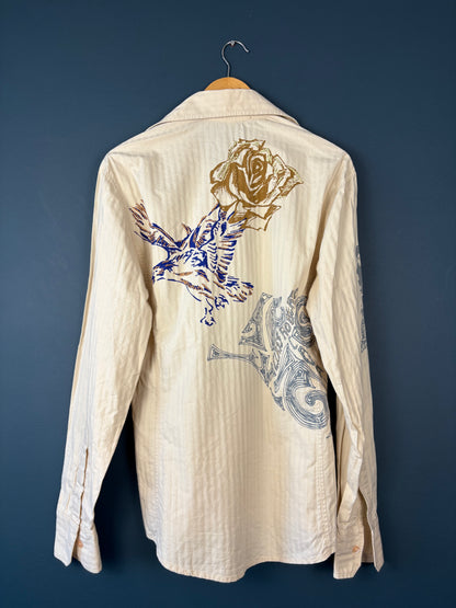Vintage Roberto Cavalli Artisan Beige Embroidered Shirt (wmns M)