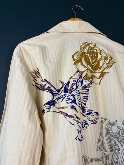 Vintage Roberto Cavalli Artisan Beige Embroidered Shirt (wmns M)