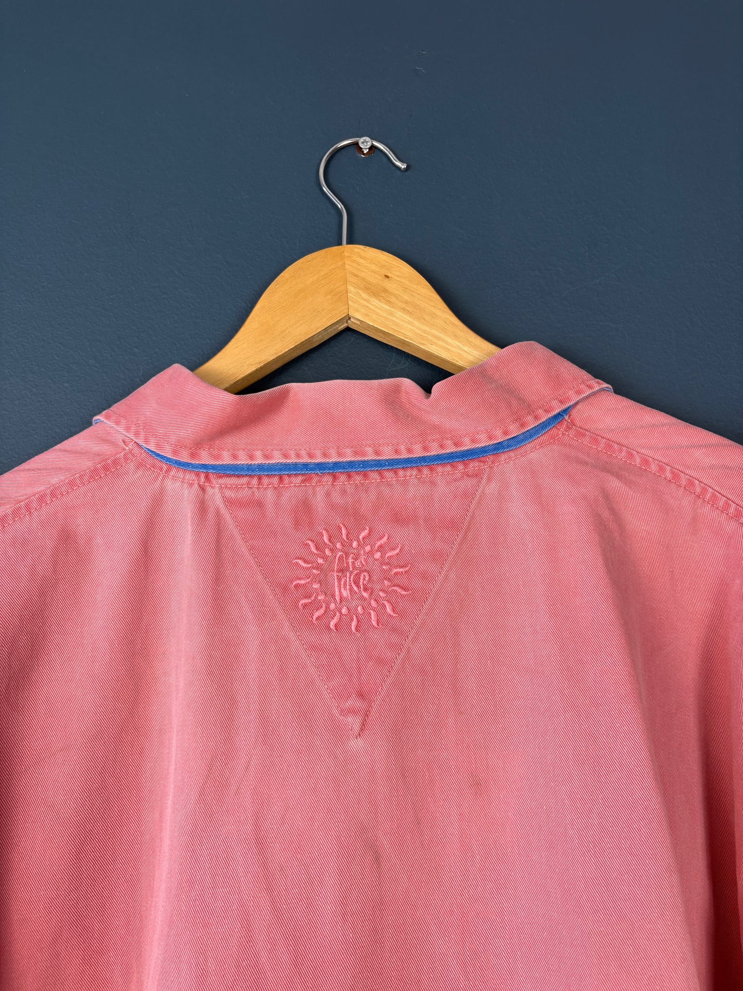 Fat Face 2000s Salmon Pink + Blue Cotton Overshirt (L)
