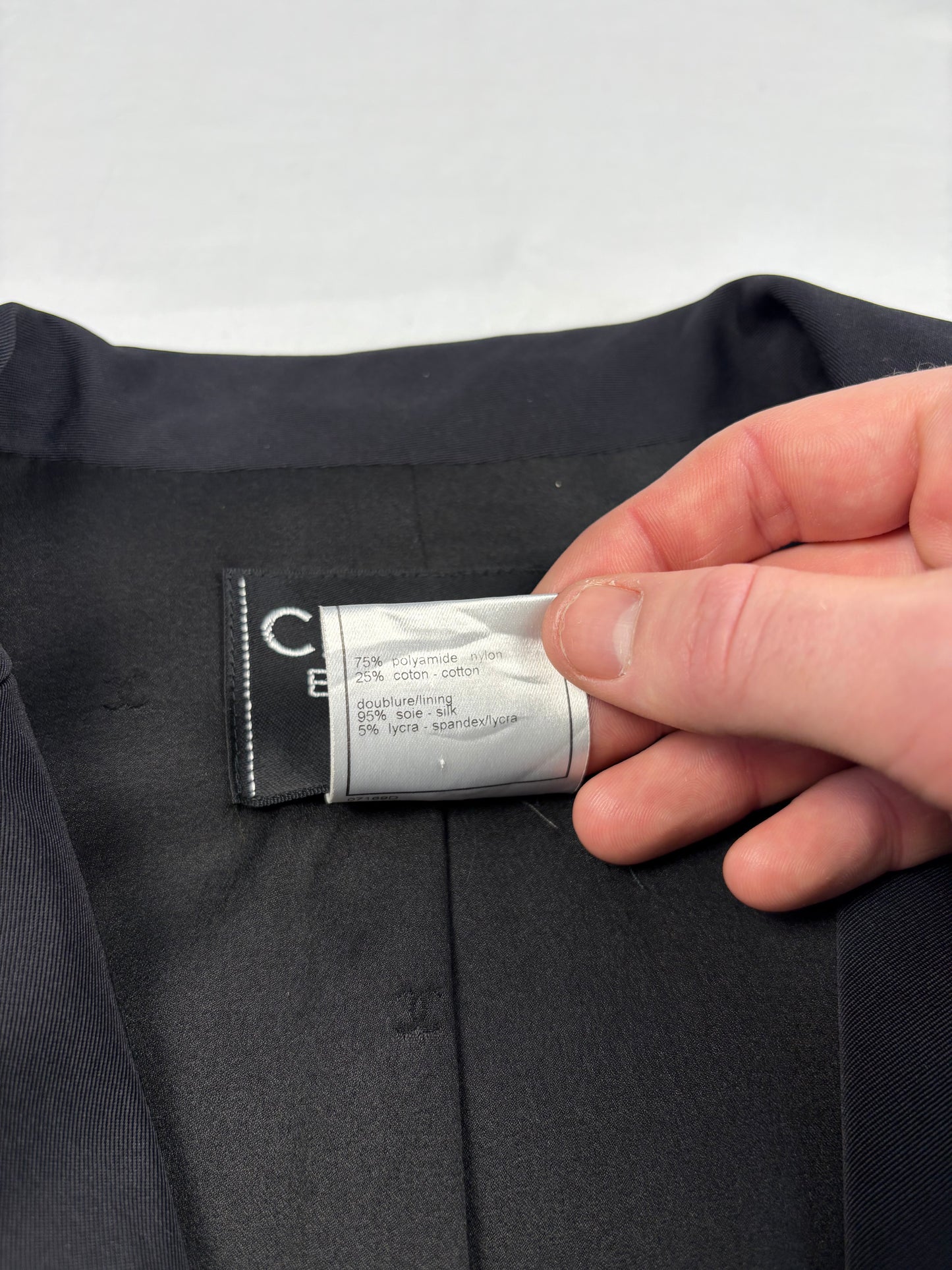 Vintage Chanel Boutique 90s Black Satin Blazer (women's M)