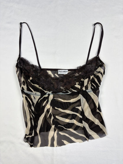 Vintage Dolce & Gabbana Zebra Print Lacey Top (women's S)