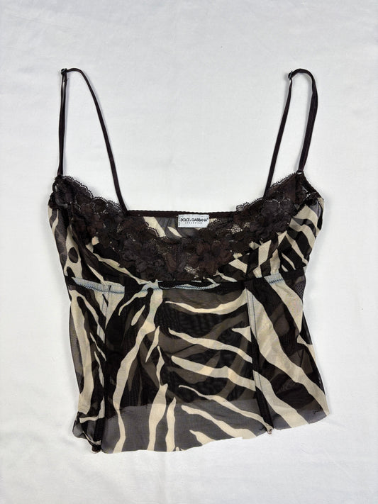 Vintage Dolce & Gabbana Zebra Print Lacey Top (women's S)