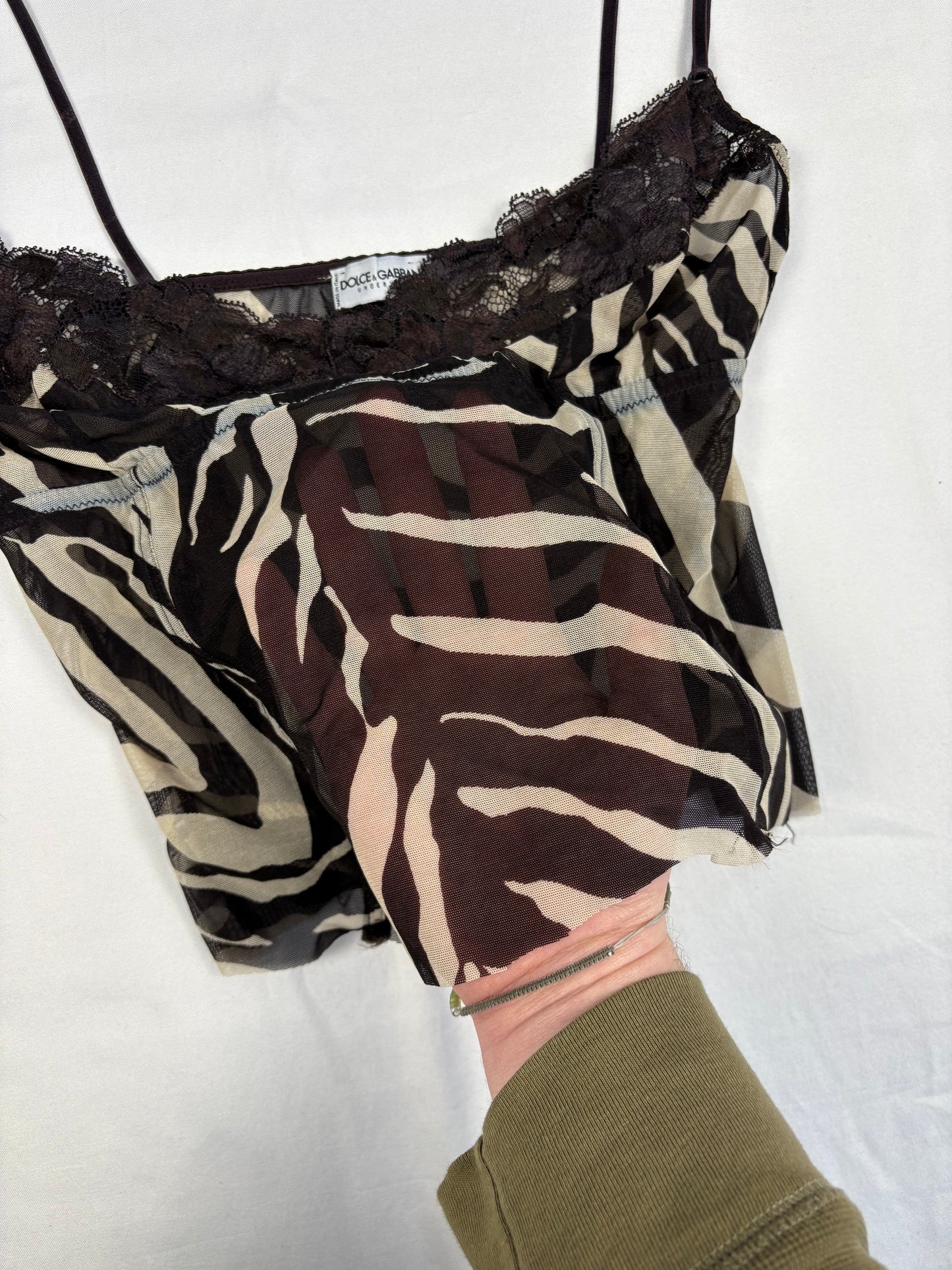 Vintage Dolce & Gabbana Zebra Print Lacey Top (women's S)