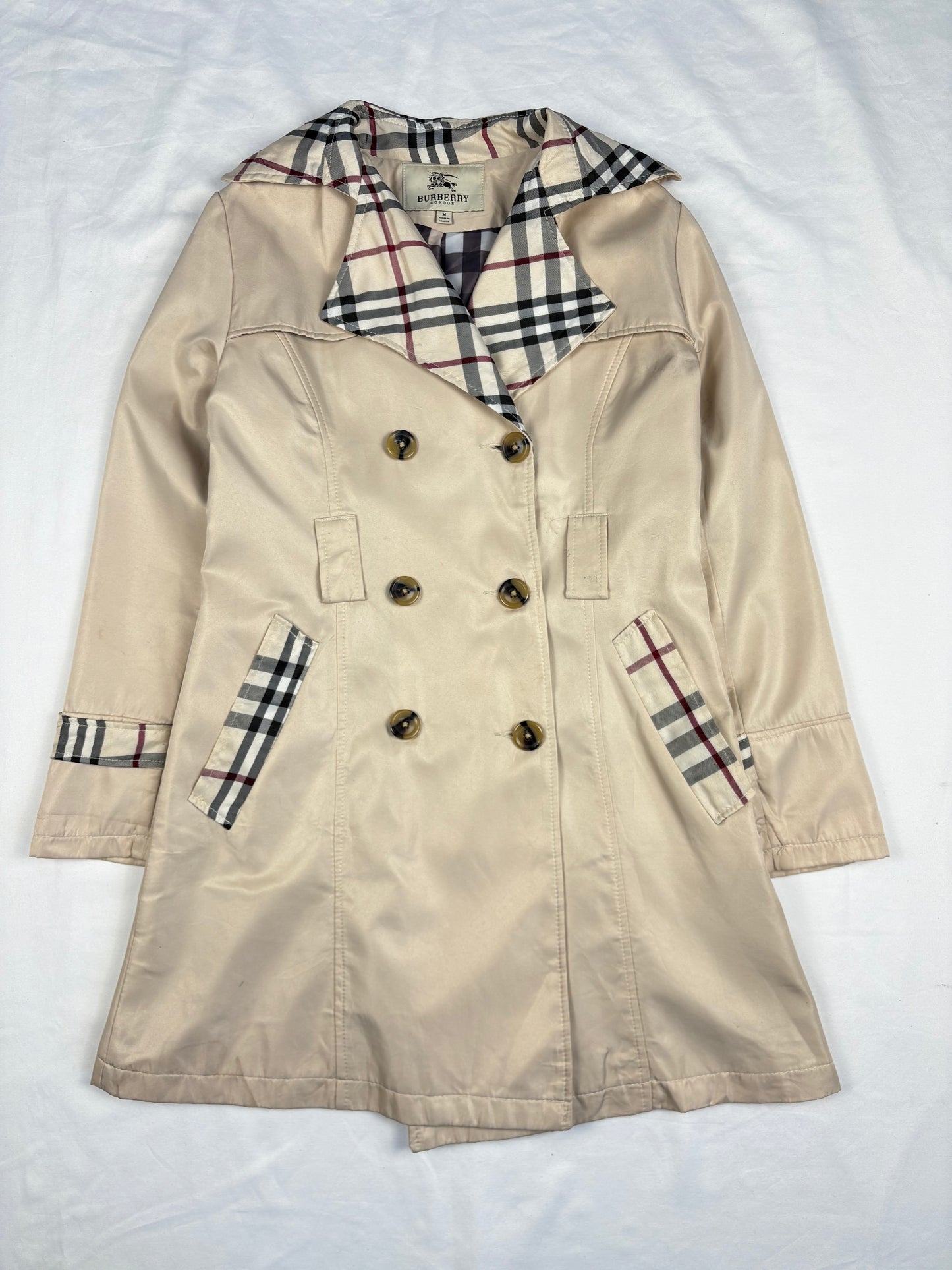 Vintage Burberry Nova Check Lined Trench Coat (women's M)