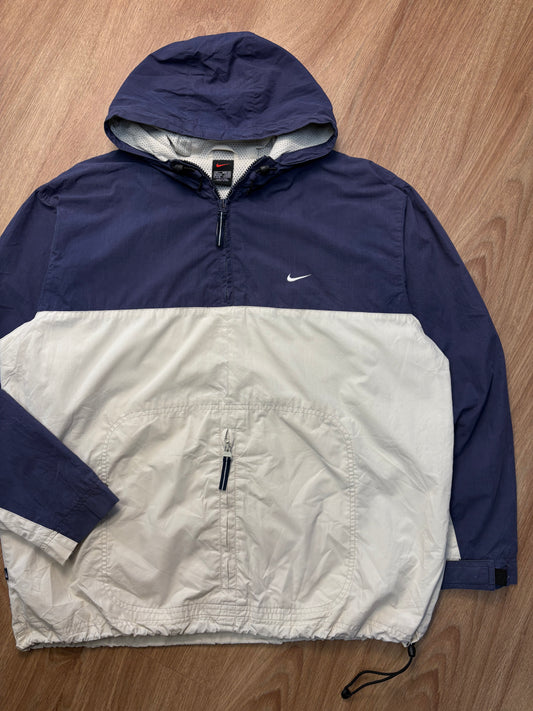 Nike 2000s Navy + Cream Technical Anorak Jacket (L)