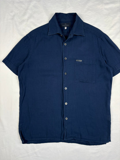 Vintage Valentino Waffle Cotton Navy Collar Shirt (XL)