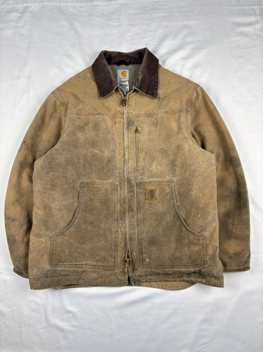 Vintage Carhartt Workwear Beige Double Zip Detroit Jacket (L)