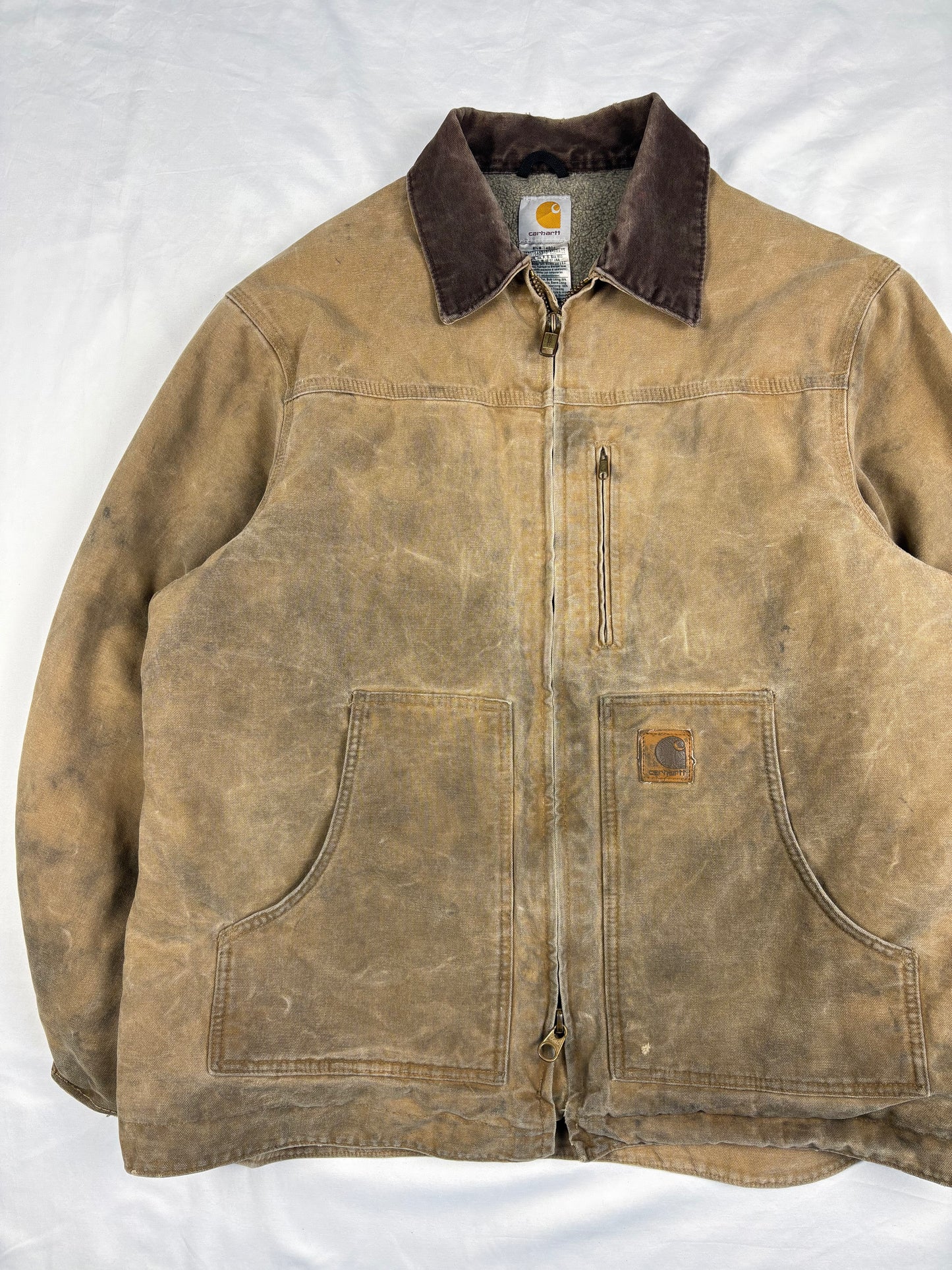 Vintage Carhartt Workwear Beige Double Zip Detroit Jacket (L)