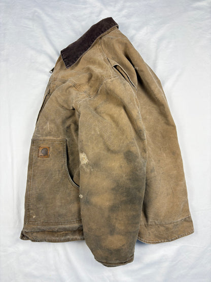 Vintage Carhartt Workwear Beige Double Zip Detroit Jacket (L)