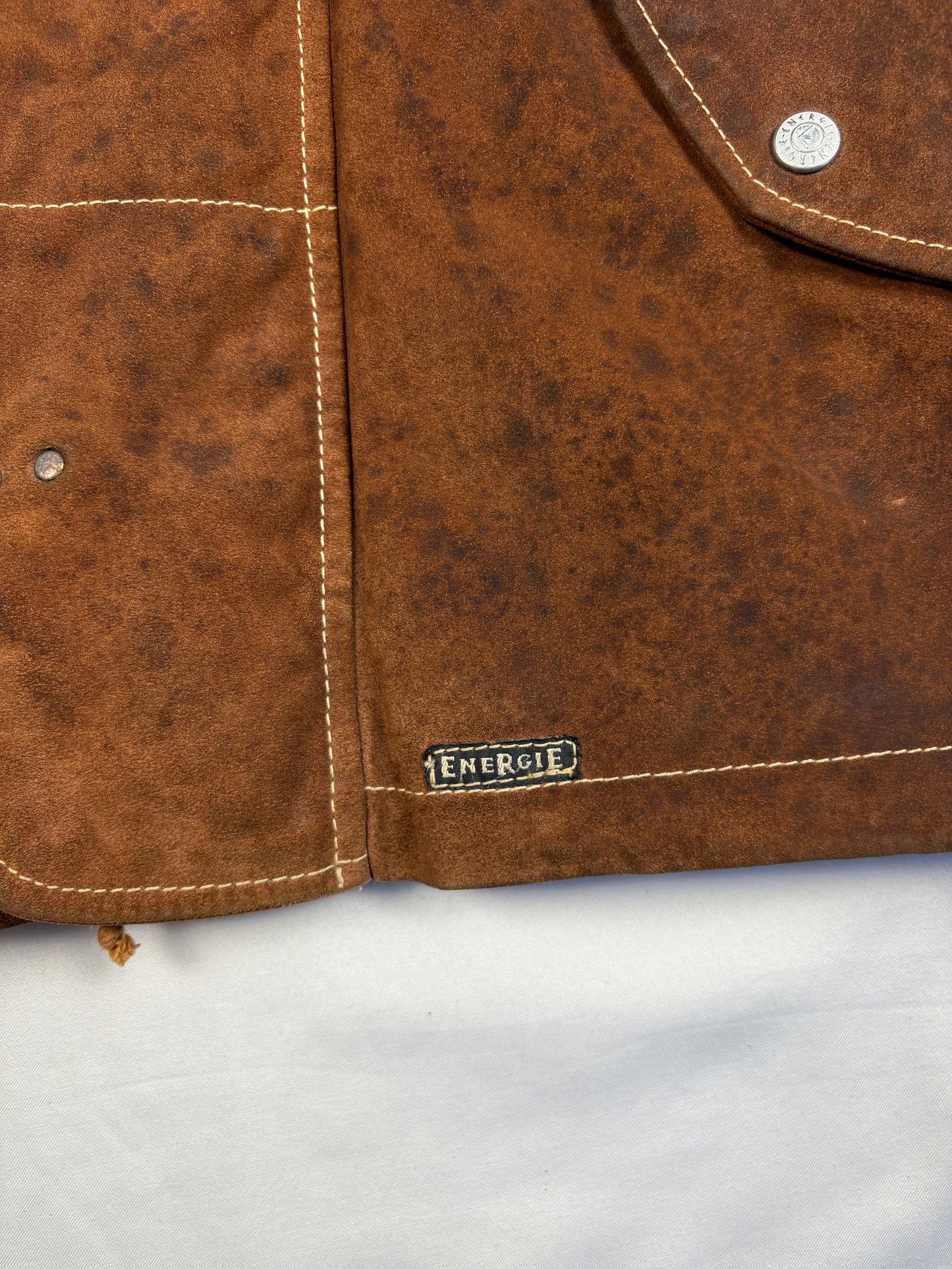 Vintage Energie Fireman Clasps Leather Jacket (L)