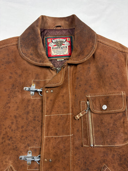 Vintage Energie Fireman Clasps Leather Jacket (L)