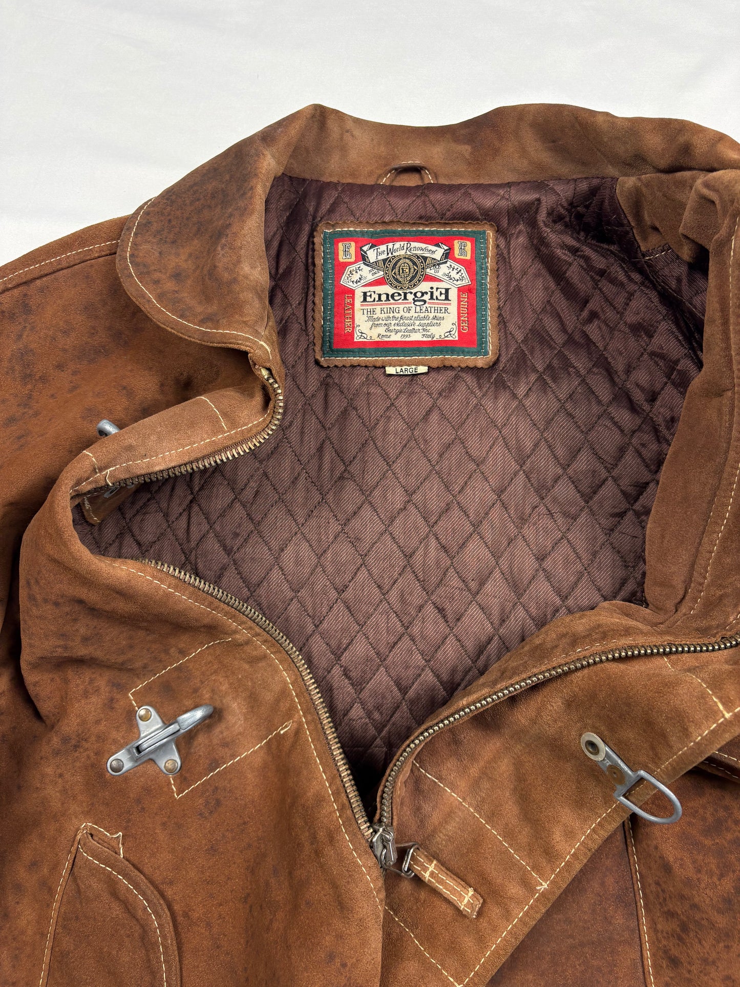 Vintage Energie Fireman Clasps Leather Jacket (L)