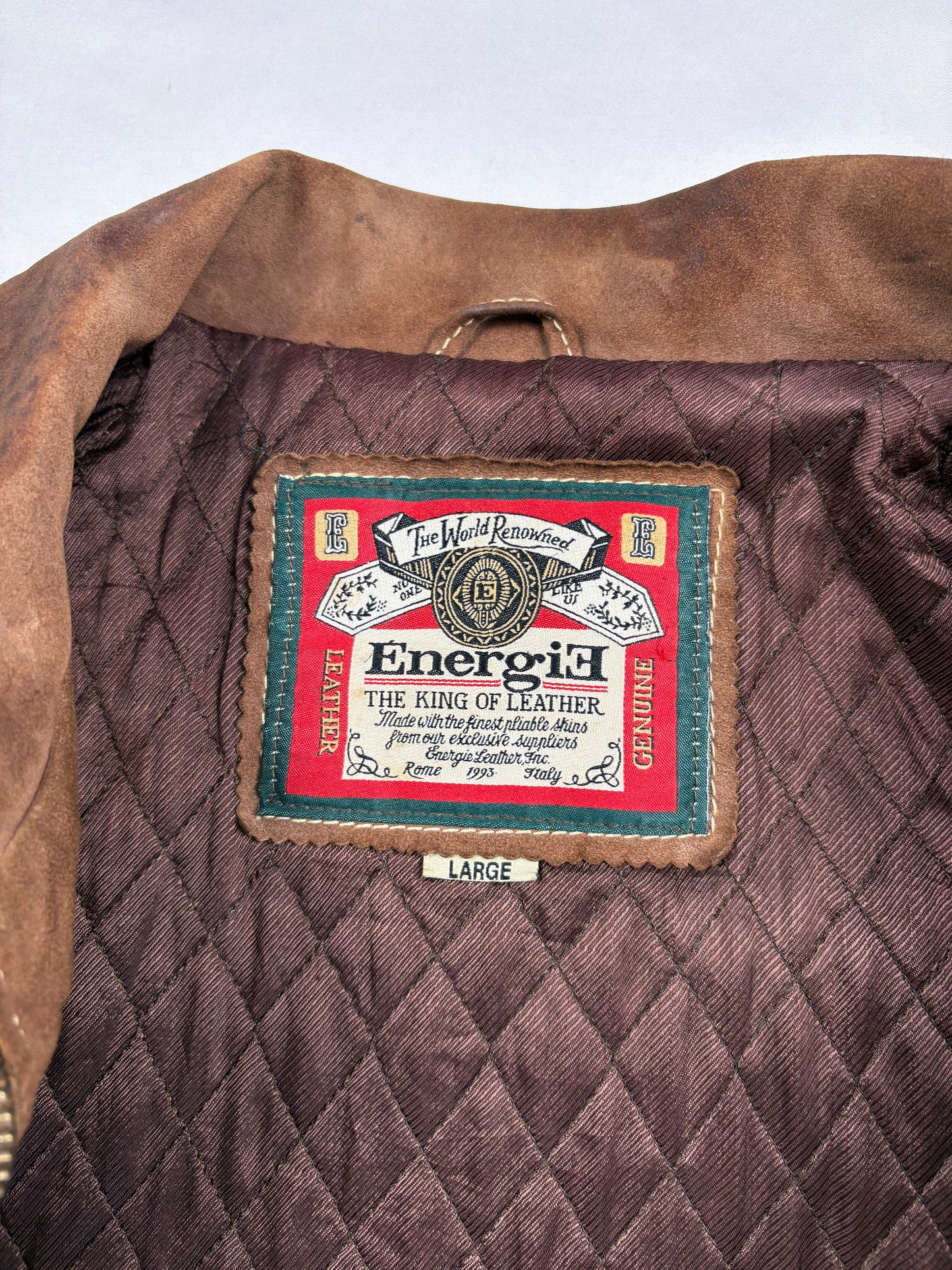 Vintage Energie Fireman Clasps Leather Jacket (L)