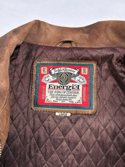 Vintage Energie Fireman Clasps Leather Jacket (L)