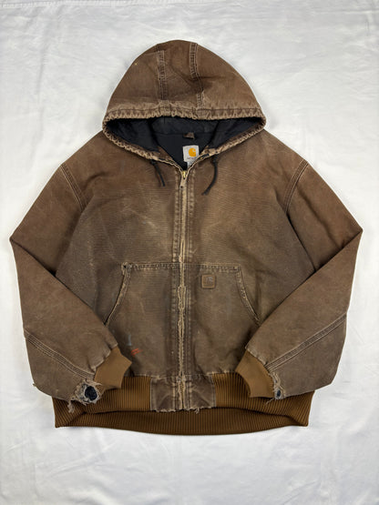 Vintage Carhartt Workwear Brown Hooded Active Jacket (XXL)