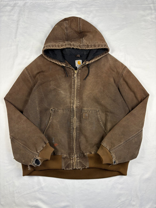 Vintage Carhartt Workwear Brown Hooded Active Jacket (XXL)