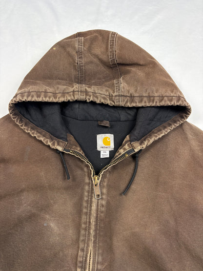 Vintage Carhartt Workwear Brown Hooded Active Jacket (XXL)