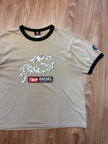 Diesel Industry 90s Dragon Beige Ringer Tee (L)