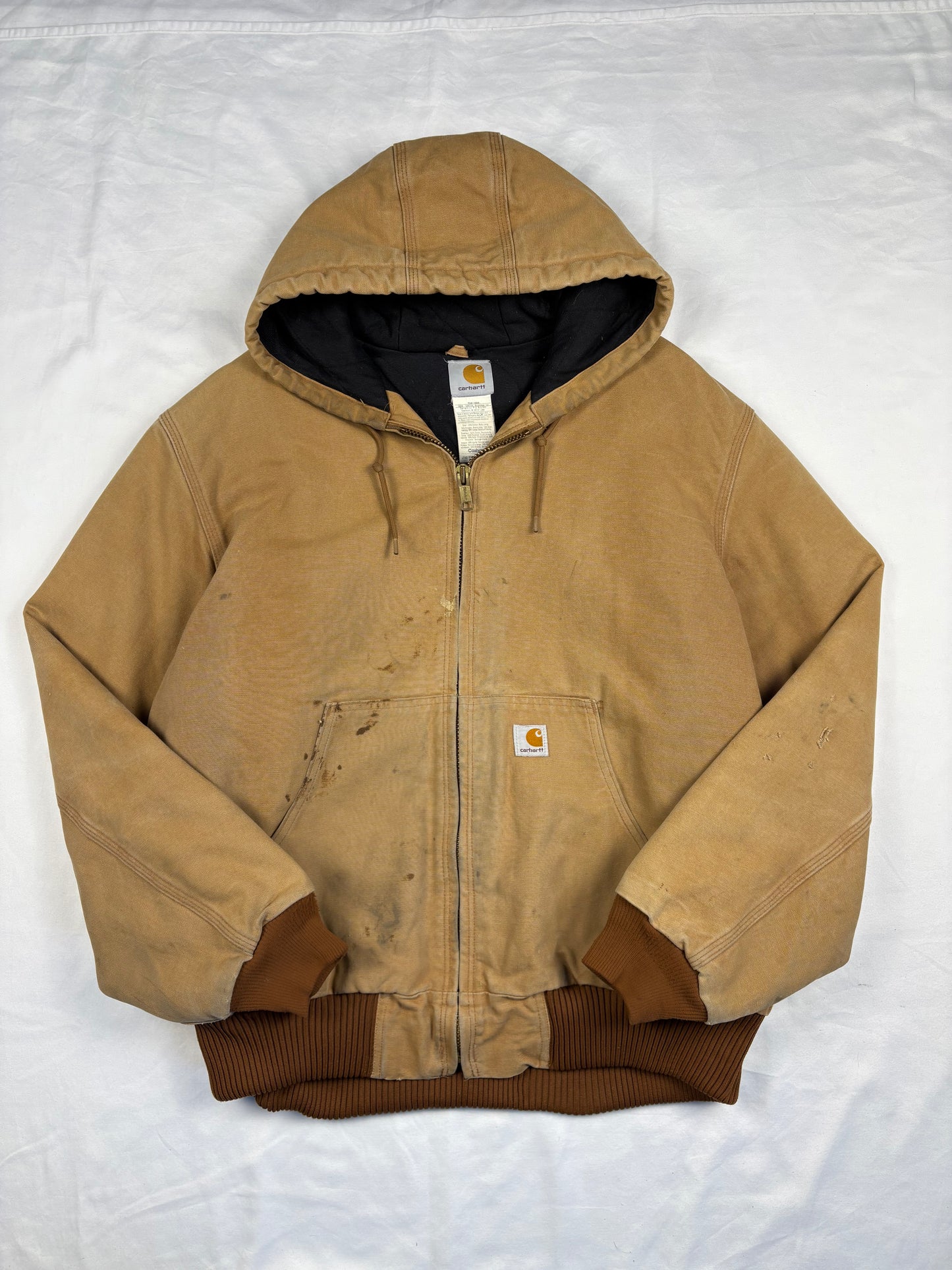 Vintage Carhartt Workwear Beige Hooded Active Jacket (XL)
