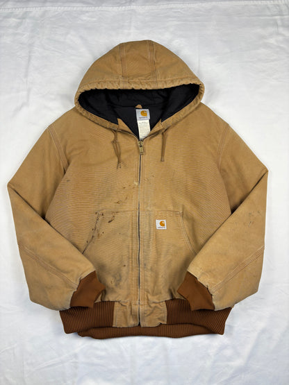 Vintage Carhartt Workwear Beige Hooded Active Jacket (XL)