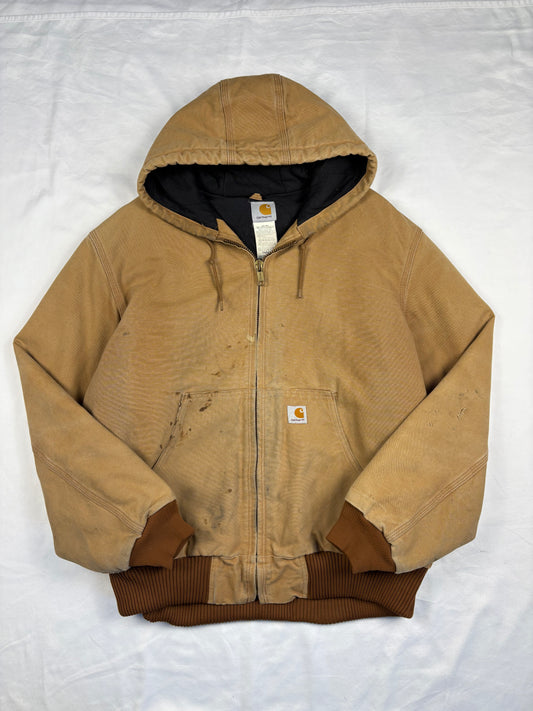 Vintage Carhartt Workwear Beige Hooded Active Jacket (XL)