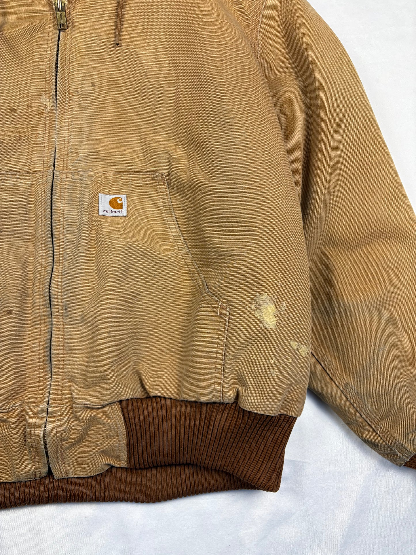 Vintage Carhartt Workwear Beige Hooded Active Jacket (XL)