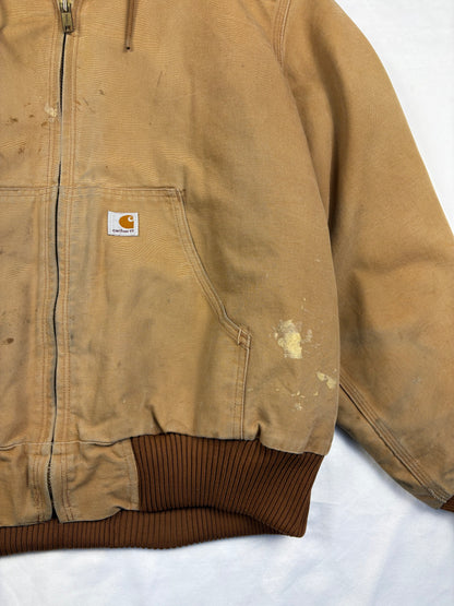 Vintage Carhartt Workwear Beige Hooded Active Jacket (XL)