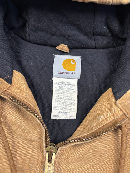 Vintage Carhartt Workwear Beige Hooded Active Jacket (XL)